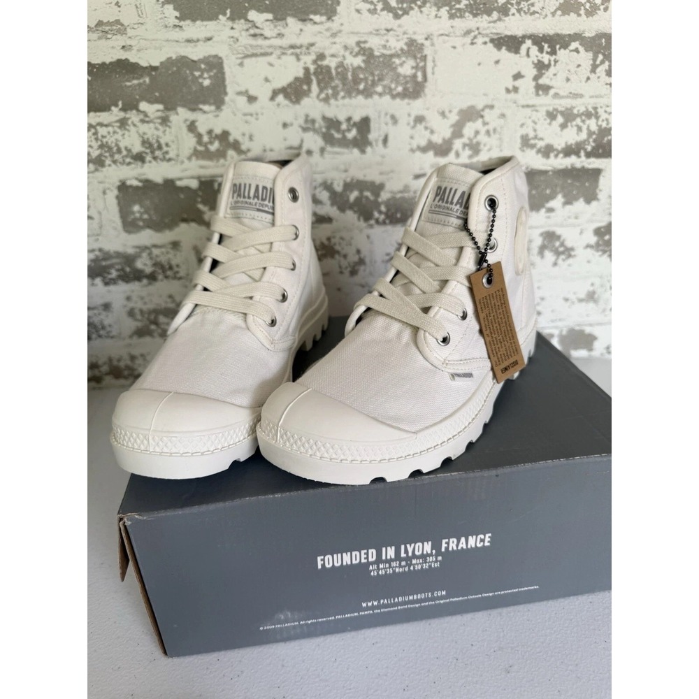 Palladium Pampa Hi Shoes Womens Size 9 White Canvas High Top Boots Rugged Sole